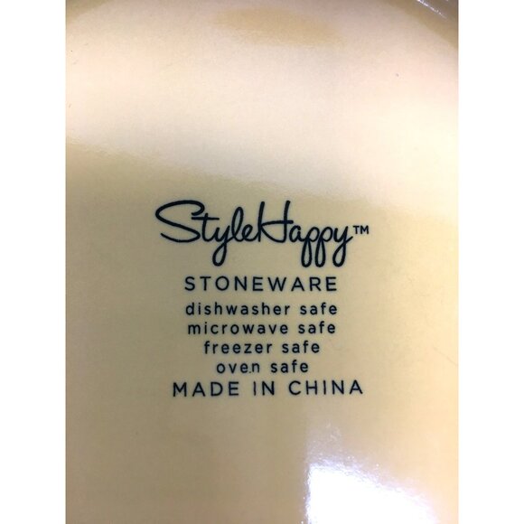 Style Happy Stoneware Rimmed Soup Pasta Bowls Yellow 9.5'' - Set of 4 - Picture 4 of 13
